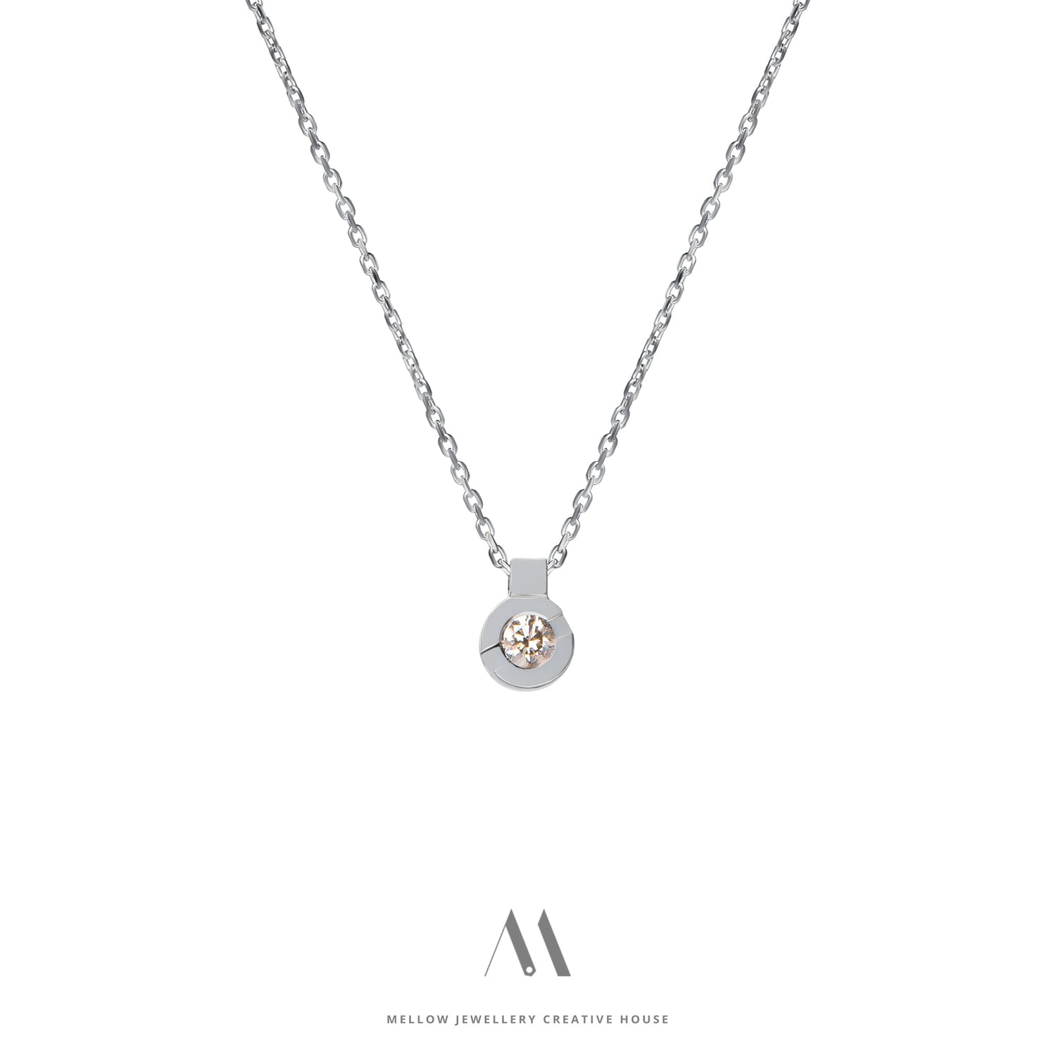 14k solid gold Diamond necklace N4/AuD66 - Mellow Jewellery Creative House