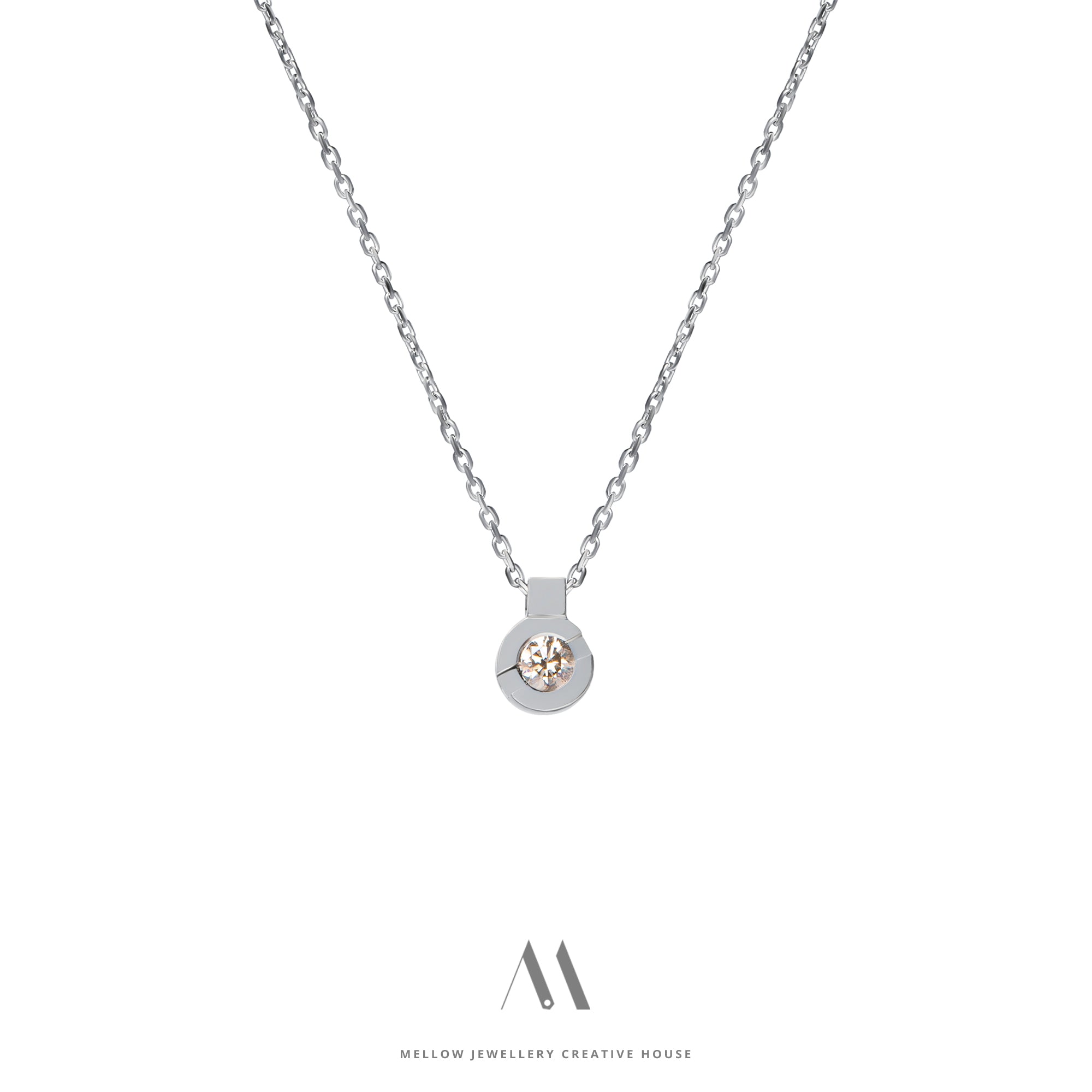 14k solid gold Diamond necklace N4/AuD66 - Mellow Jewellery Creative House