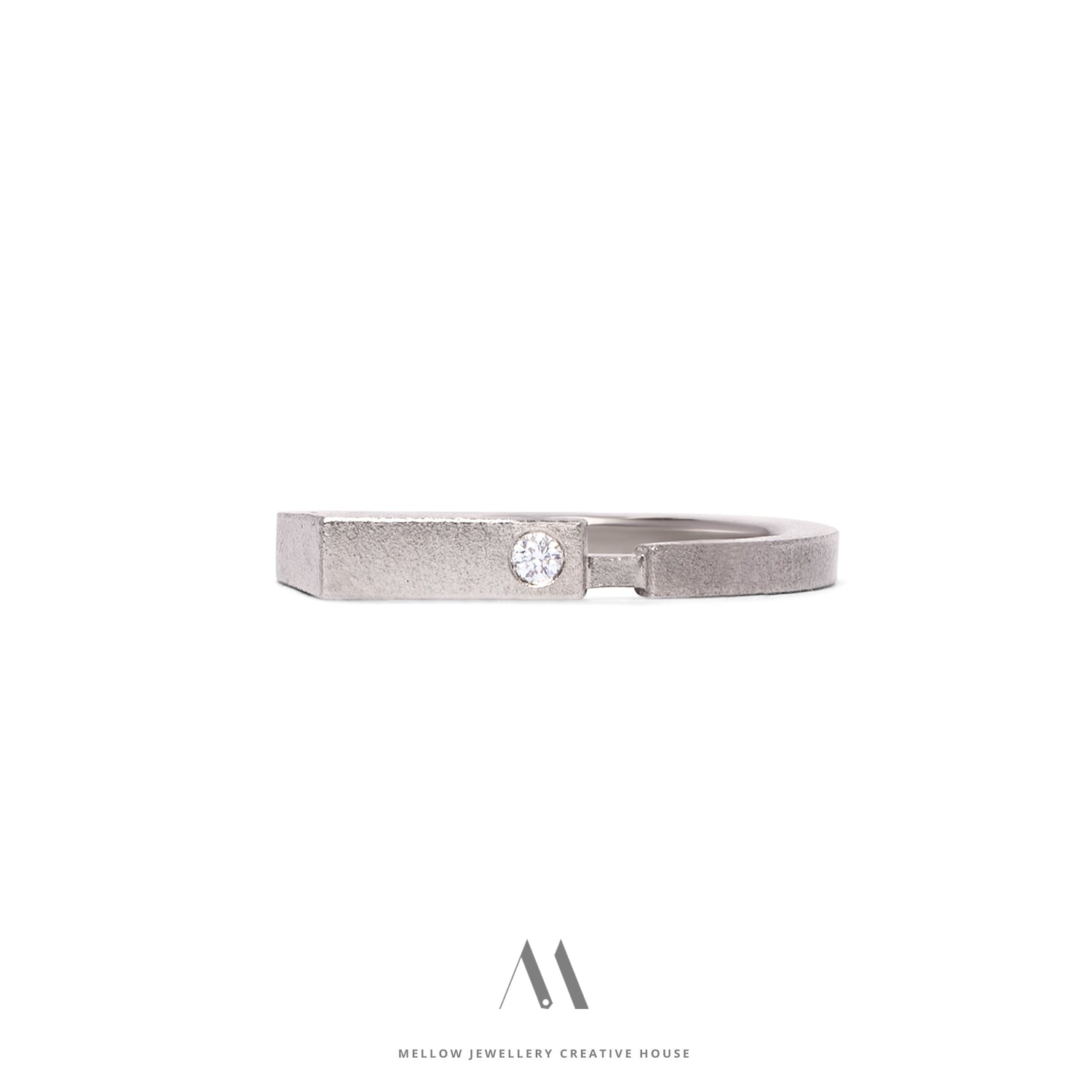 14k solid white gold Diamond ring CMR/229 - Mellow Jewellery Creative House