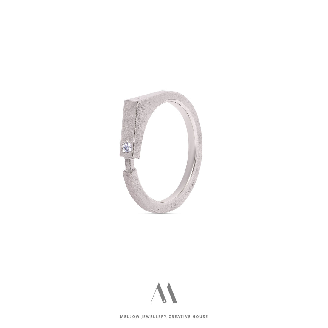 14k solid white gold Diamond ring CMR/229 - Mellow Jewellery Creative House