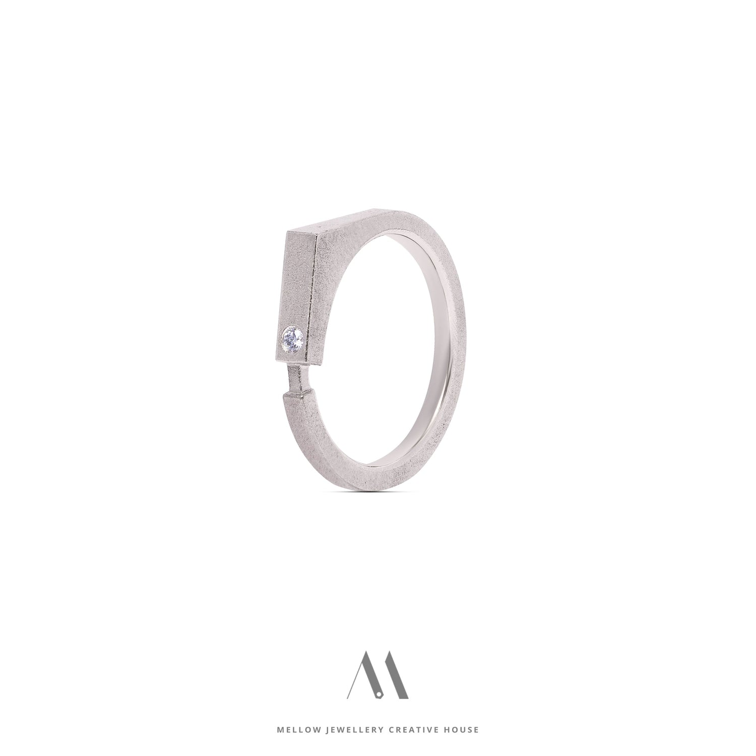 14k solid white gold Diamond ring CMR/229 - Mellow Jewellery Creative House