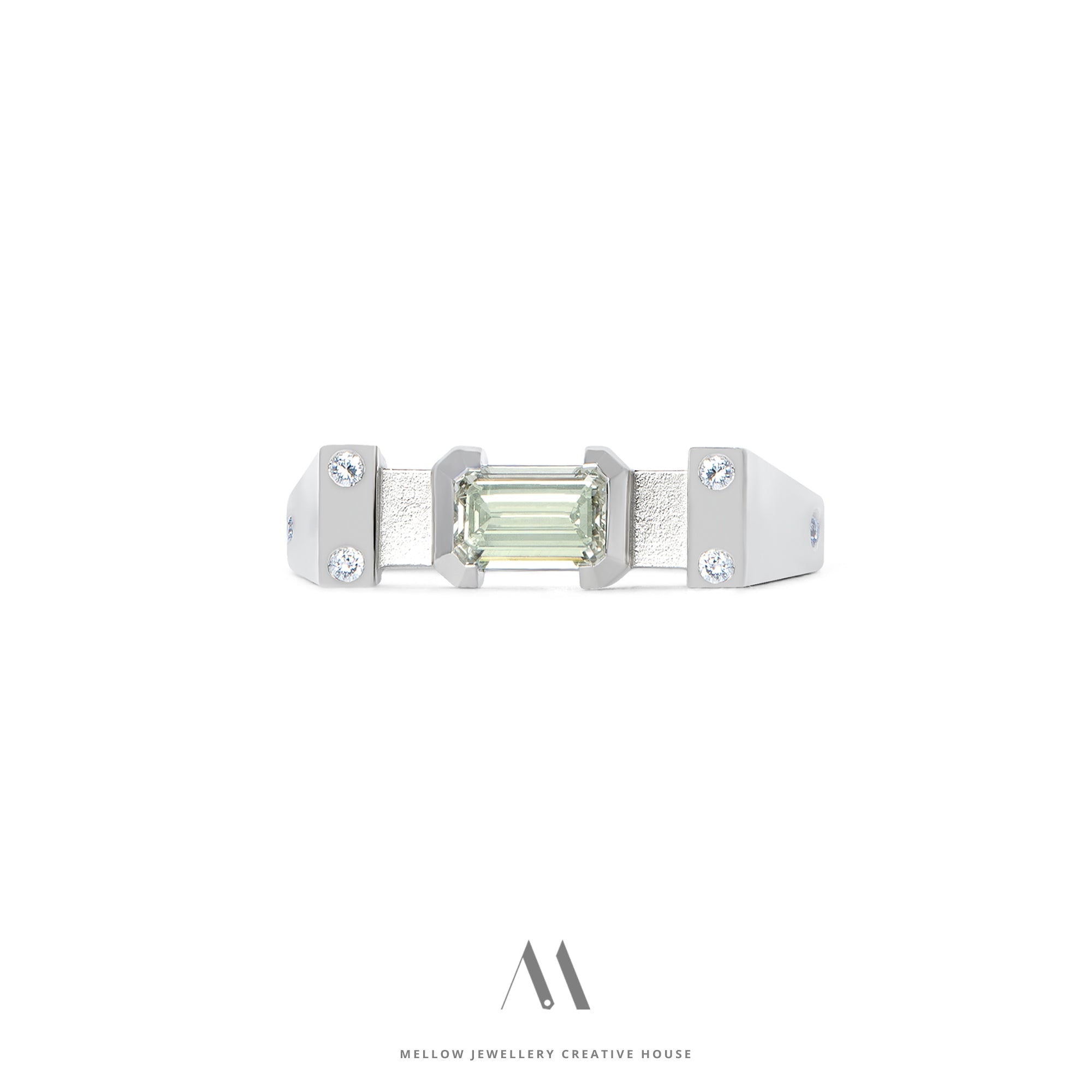 14k solid white gold Diamonds ring CMR/222 - Mellow Jewellery Creative House