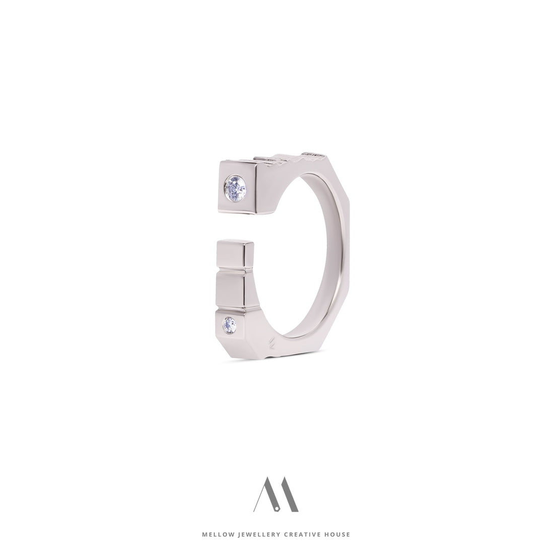 14k solid white gold Diamonds ring CMR/224 - Mellow Jewellery Creative House