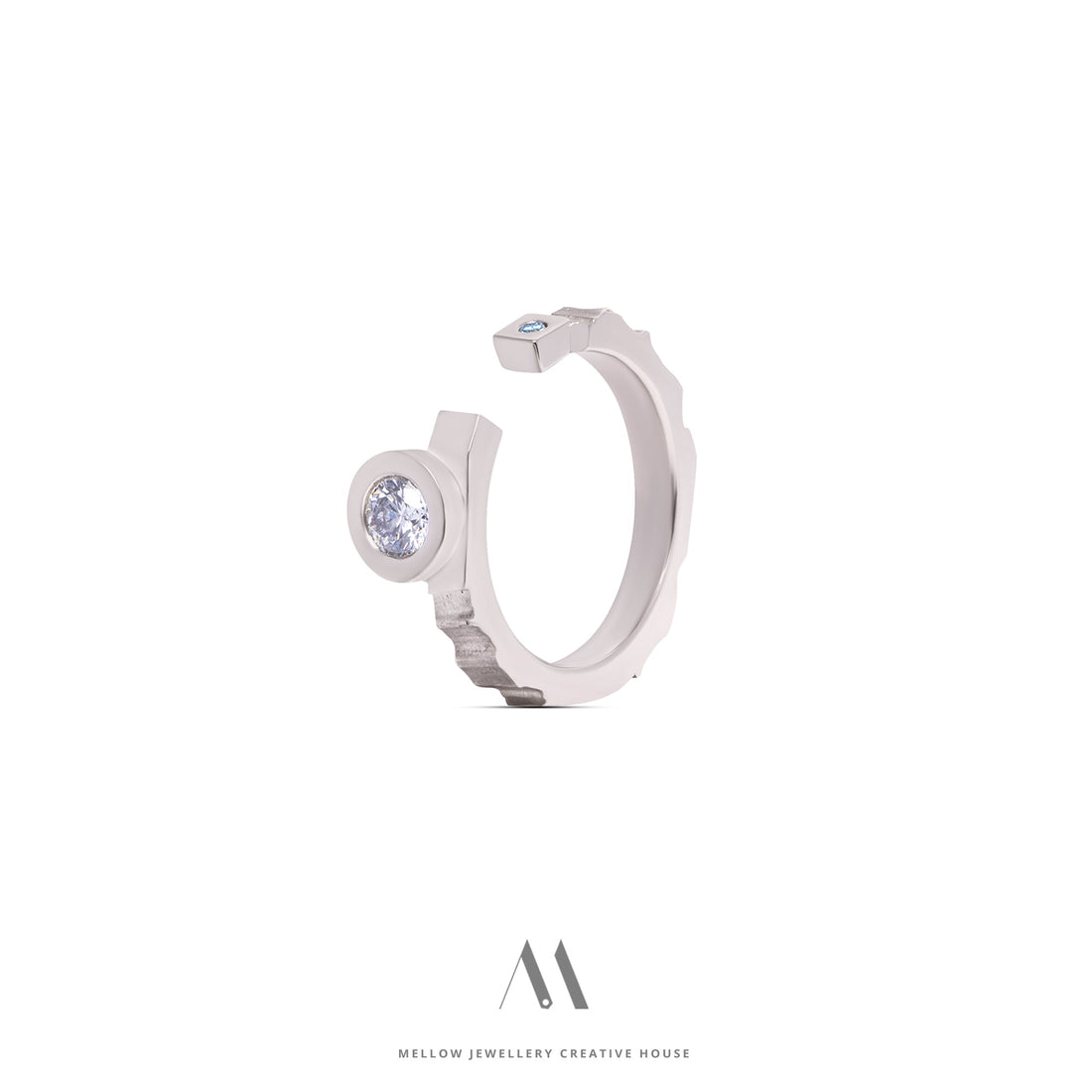 14k solid white gold Diamonds ring CMR/225 - Mellow Jewellery Creative House