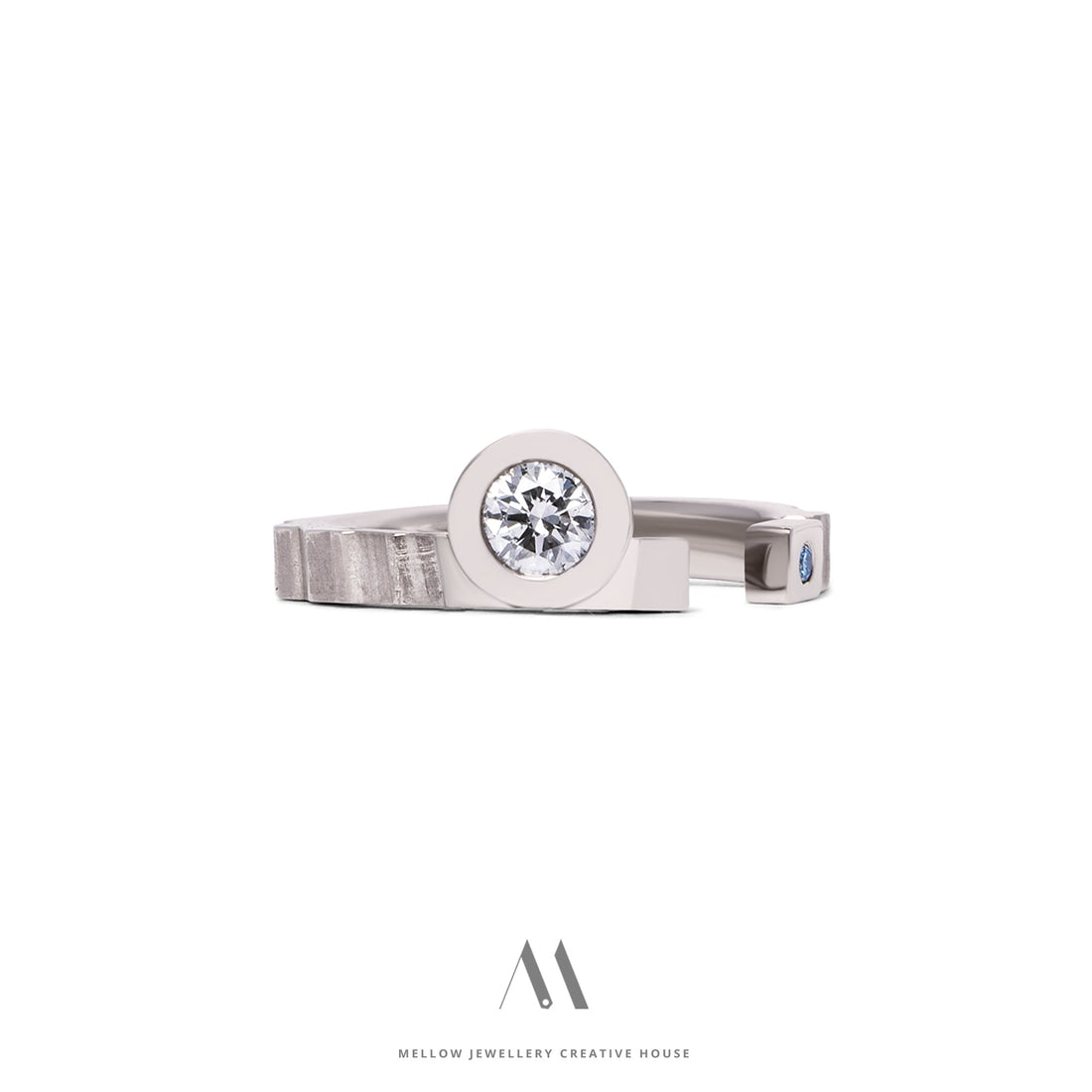 14k solid white gold Diamonds ring CMR/225 - Mellow Jewellery Creative House