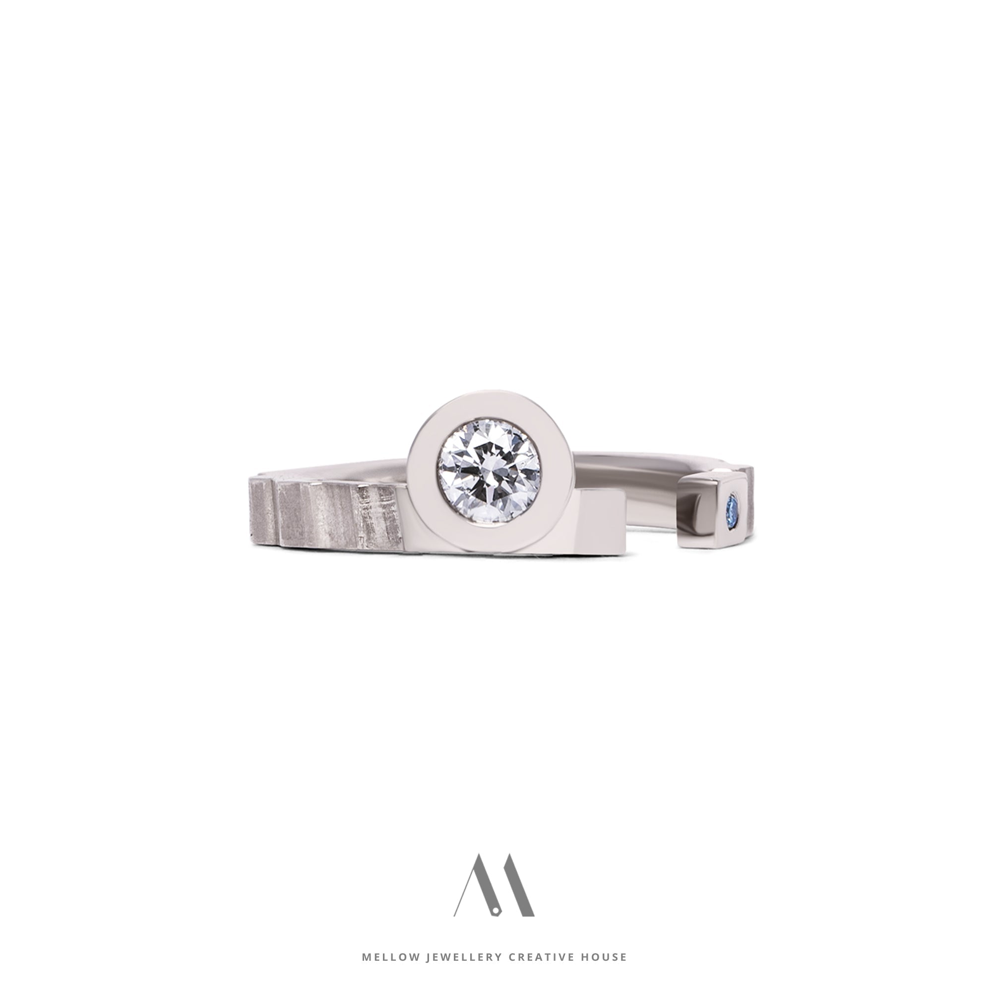 14k solid white gold Diamonds ring CMR/225 - Mellow Jewellery Creative House