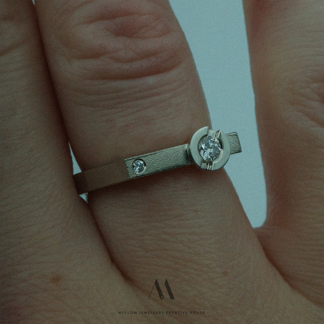 14k solid white gold Diamonds ring CMR/226 - Mellow Jewellery Creative House