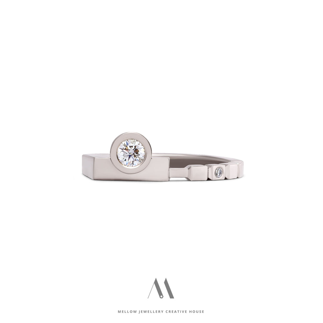 14k solid white gold Diamonds ring CMR/227 - Mellow Jewellery Creative House