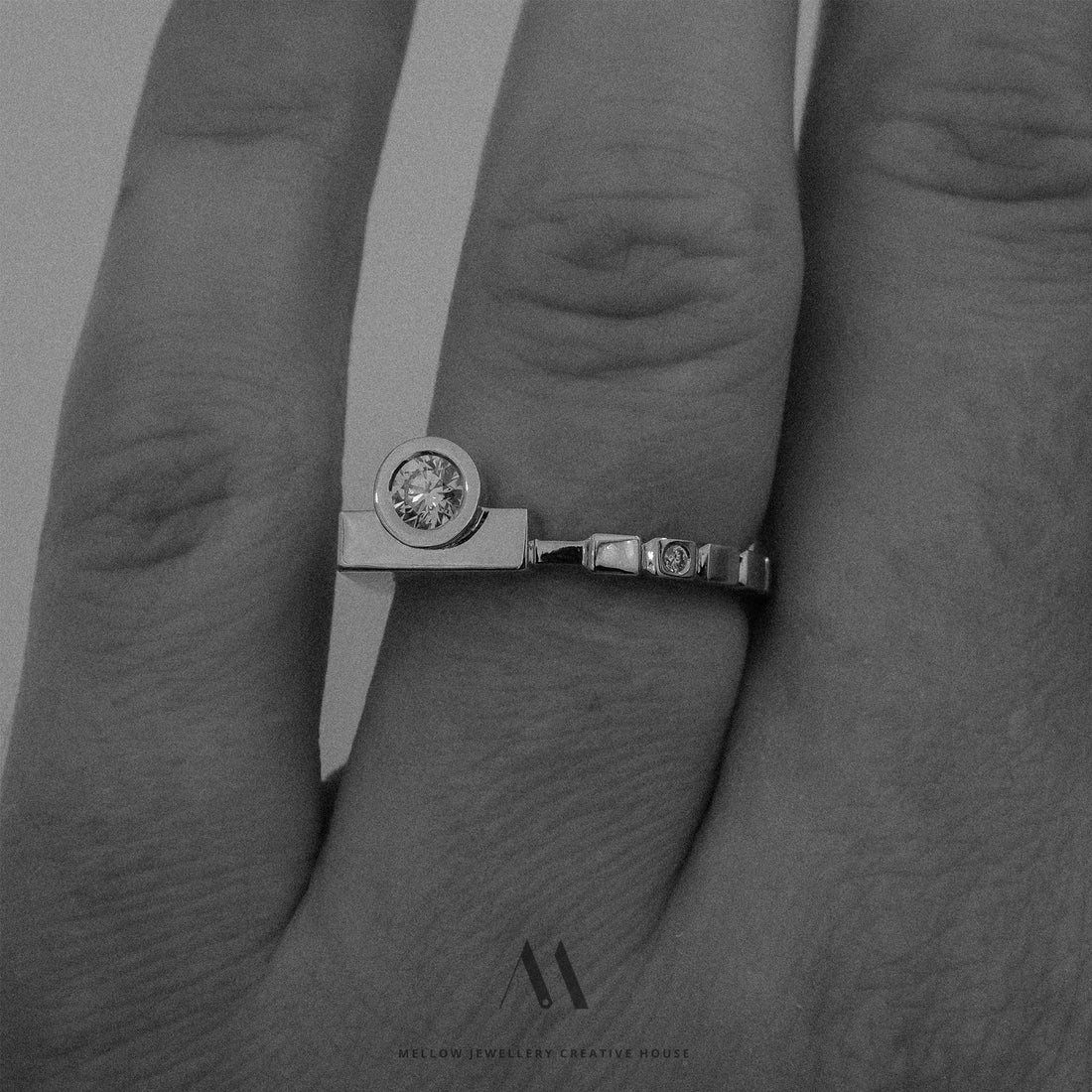 14k solid white gold Diamonds ring CMR/227 - Mellow Jewellery Creative House