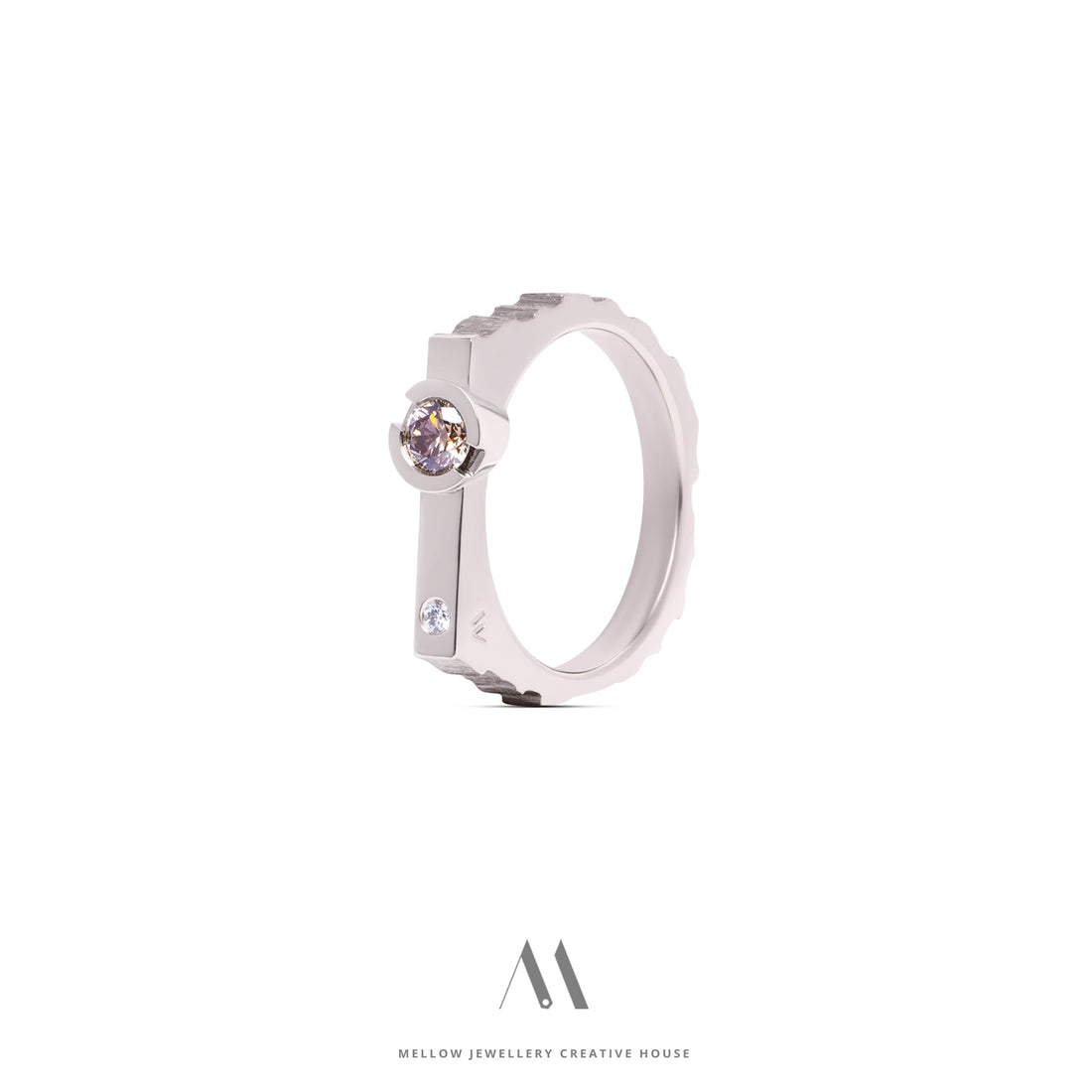 14k solid white gold Diamonds ring CMR/231 - Mellow Jewellery Creative House