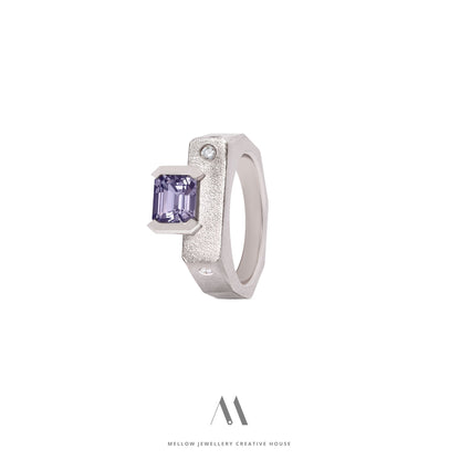 14k solid white gold Spinel Diamonds ring CMR/235 - Mellow Jewellery Creative House