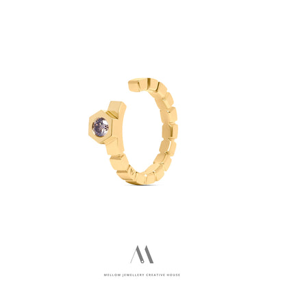 14k solid yellow gold Diamonds ring CMR/228 - Mellow Jewellery Creative House