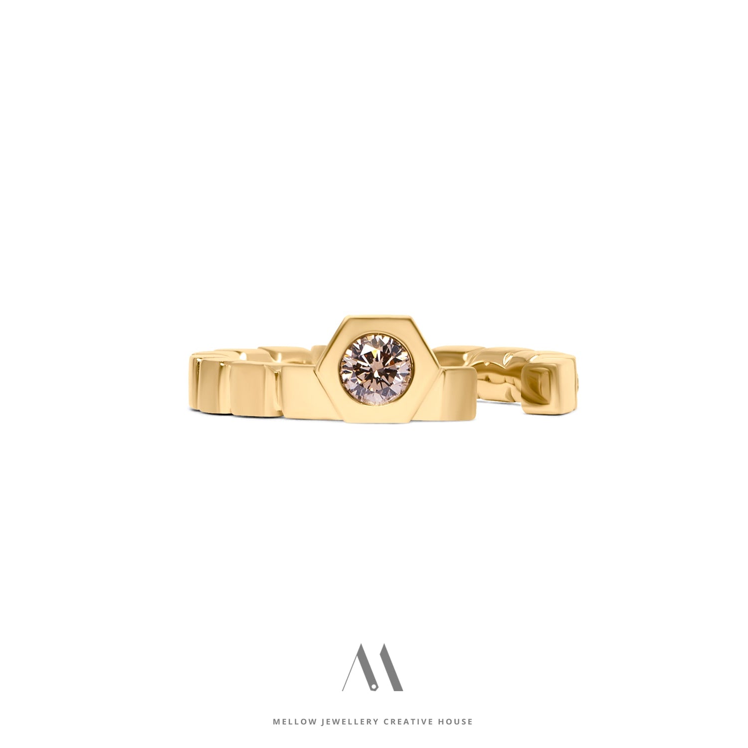 14k solid yellow gold Diamonds ring CMR/228 - Mellow Jewellery Creative House