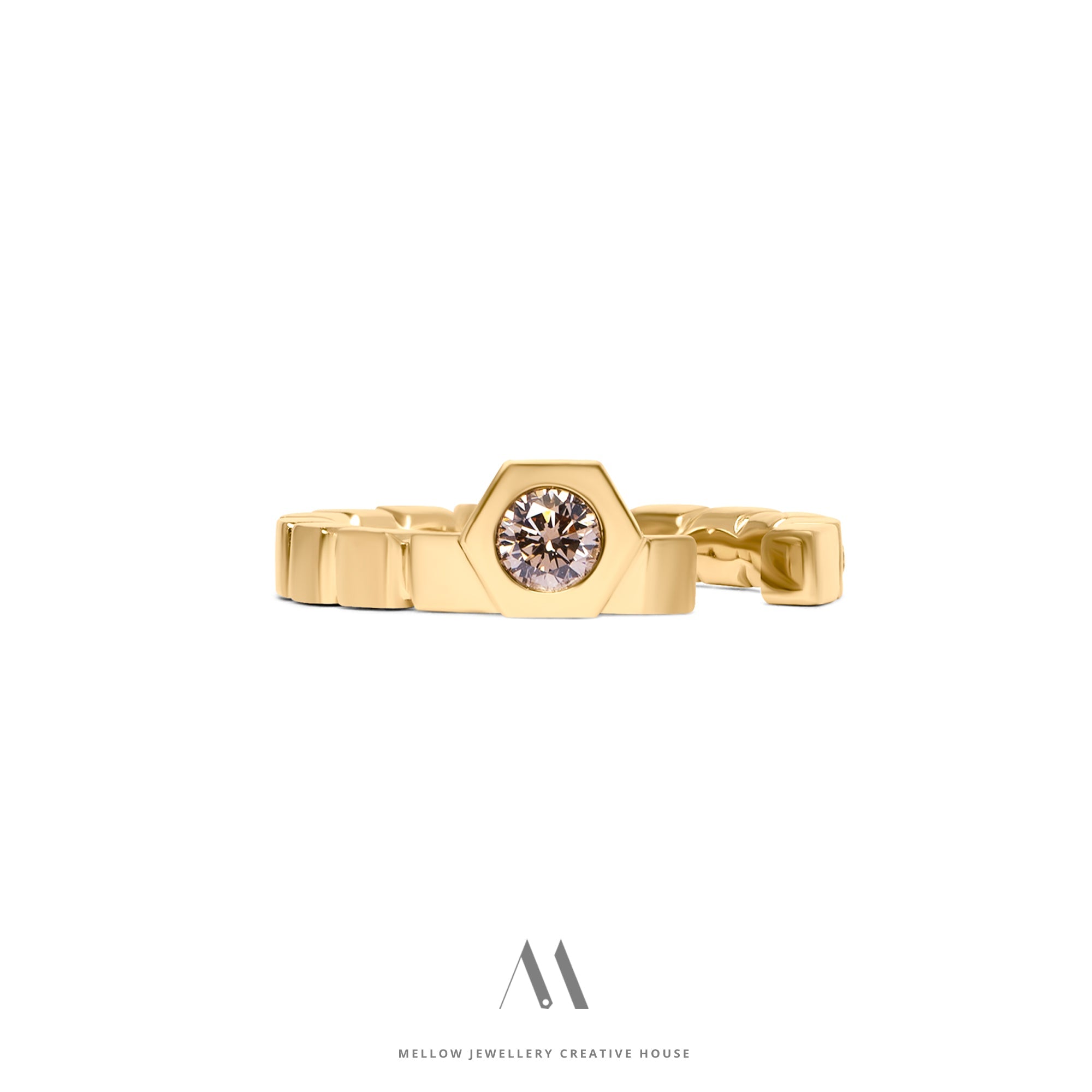 14k solid yellow gold Diamonds ring CMR/228 - Mellow Jewellery Creative House