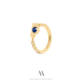 14k solid yellow gold Sapphire Diamonds ring CMR/223 - Mellow Jewellery Creative House