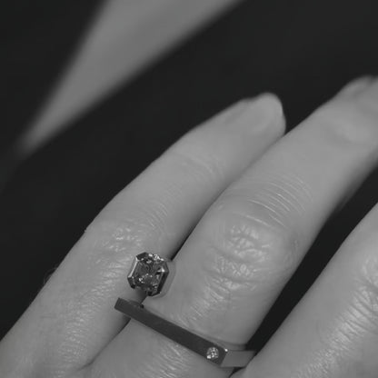 14k solid white gold Sapphire Diamonds ring CMR/232